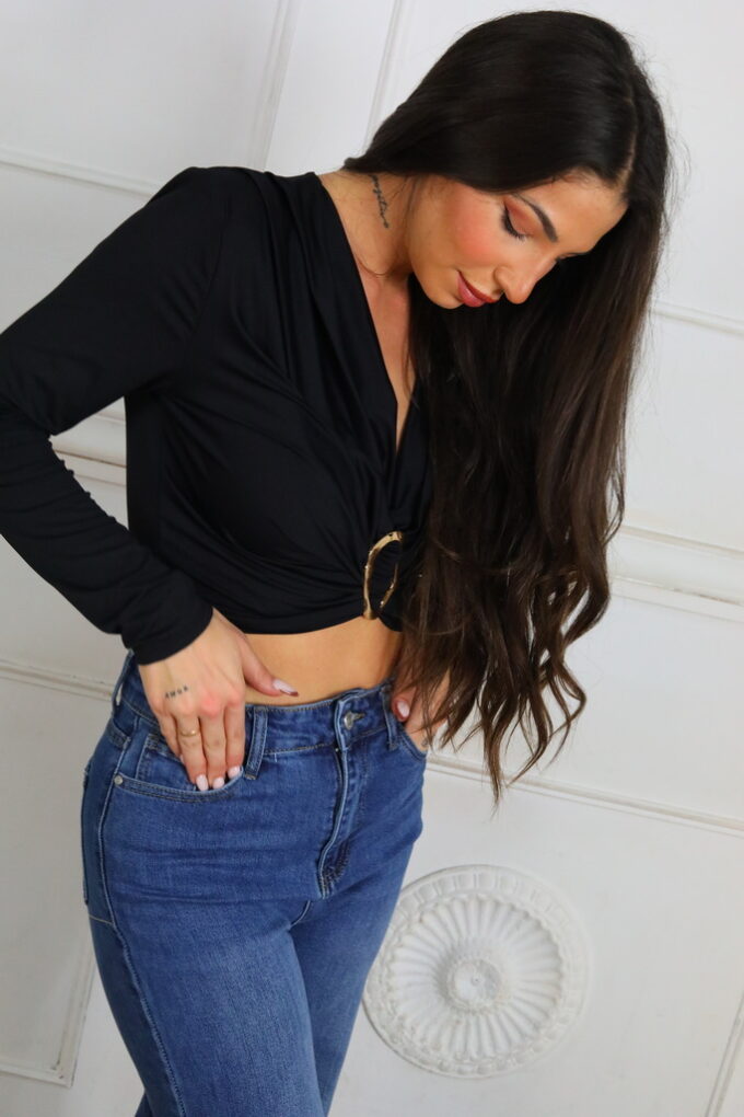 Blusa Hebilla Pliegues