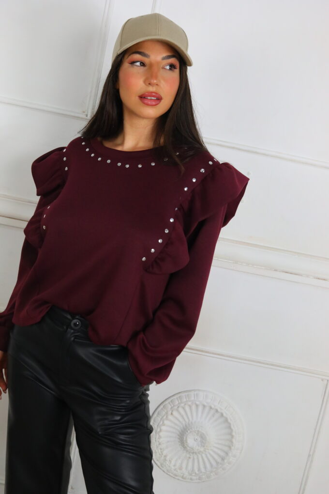 Sudadera Volantes Tachuelas