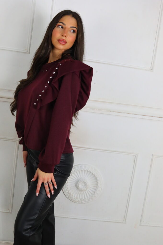 Sudadera Volantes Tachuelas