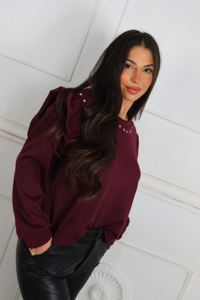 Sudadera Volantes Tachuelas