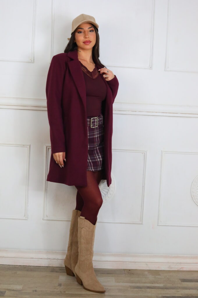 Short-Falda Cuadros Cinturón