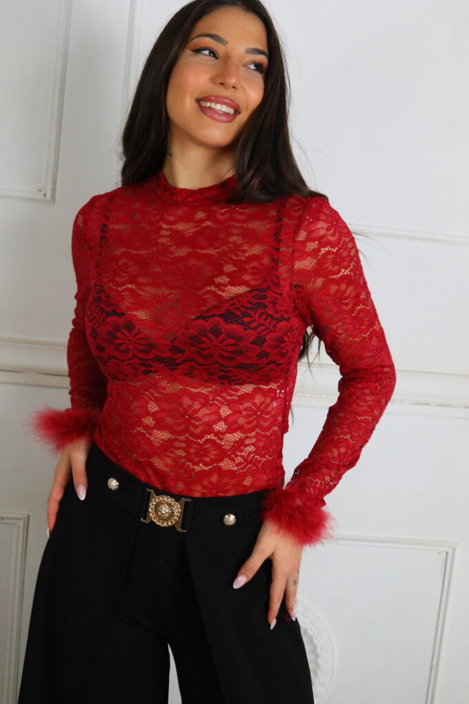Blusa Encaje Plumas