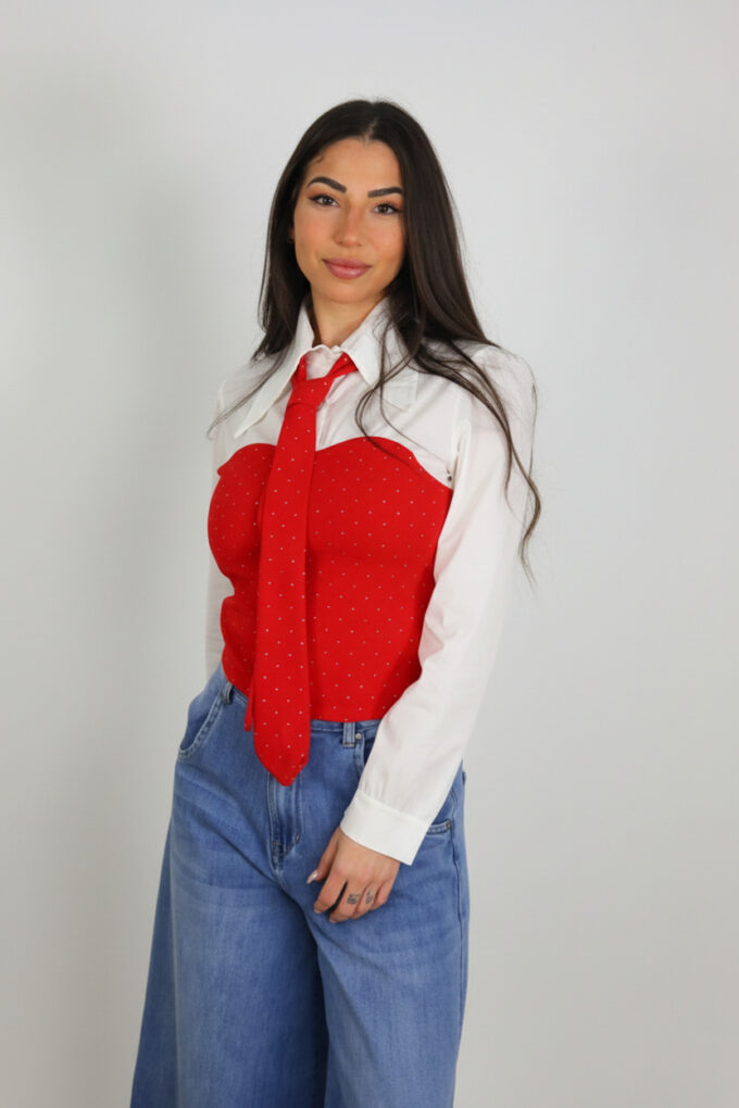 Blusa Con Corbata Brillos