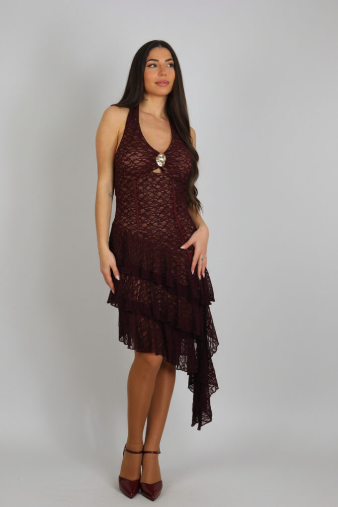 Vestido Encaje Metal