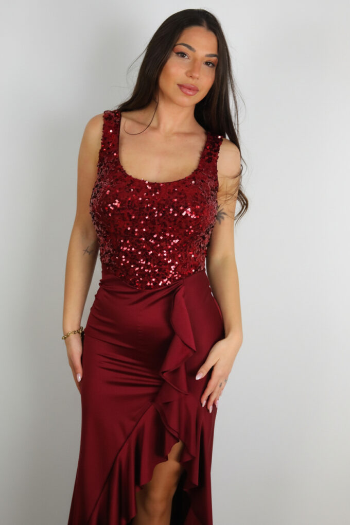 Vestido Lentejuelas Volantes