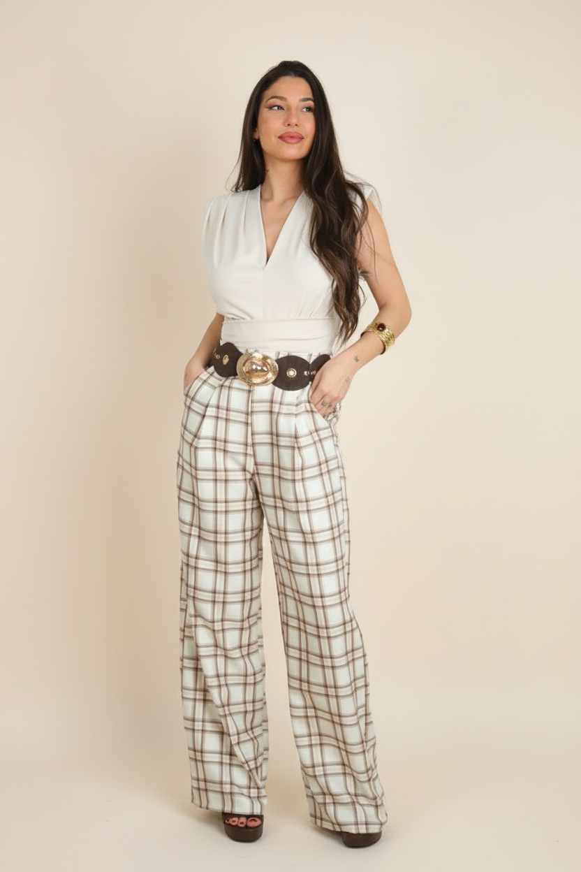 Pantalon Ancho Cuadros - Imagen 7