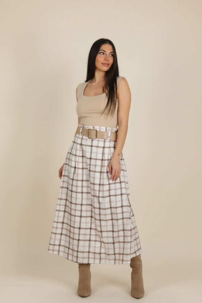 Falda Cuadros Cinturón