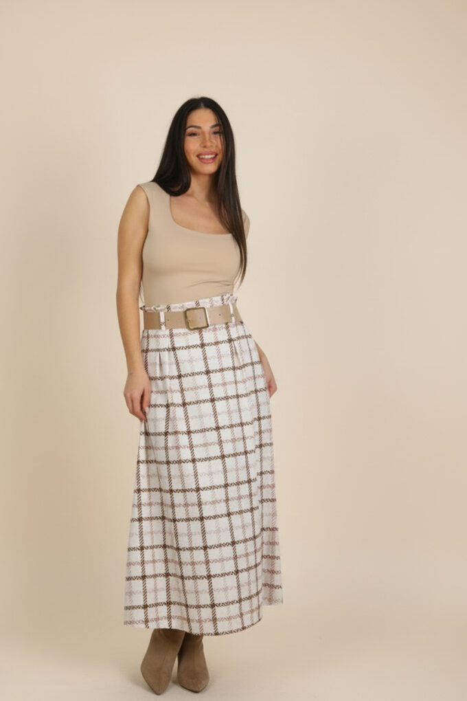 Falda Cuadros Cinturón