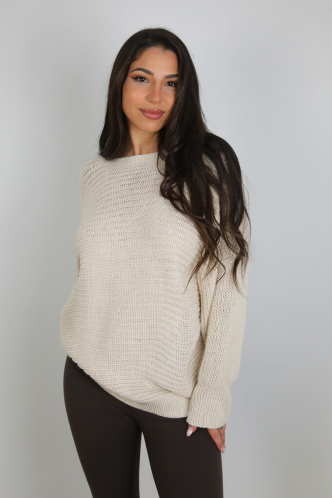 Jersey Oversize Con Collar - Única, Beige