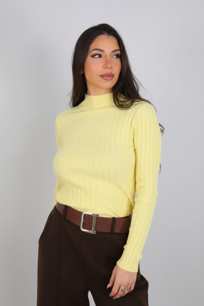 Jersey Acanalado Cuello Medio - Única, Amarillo