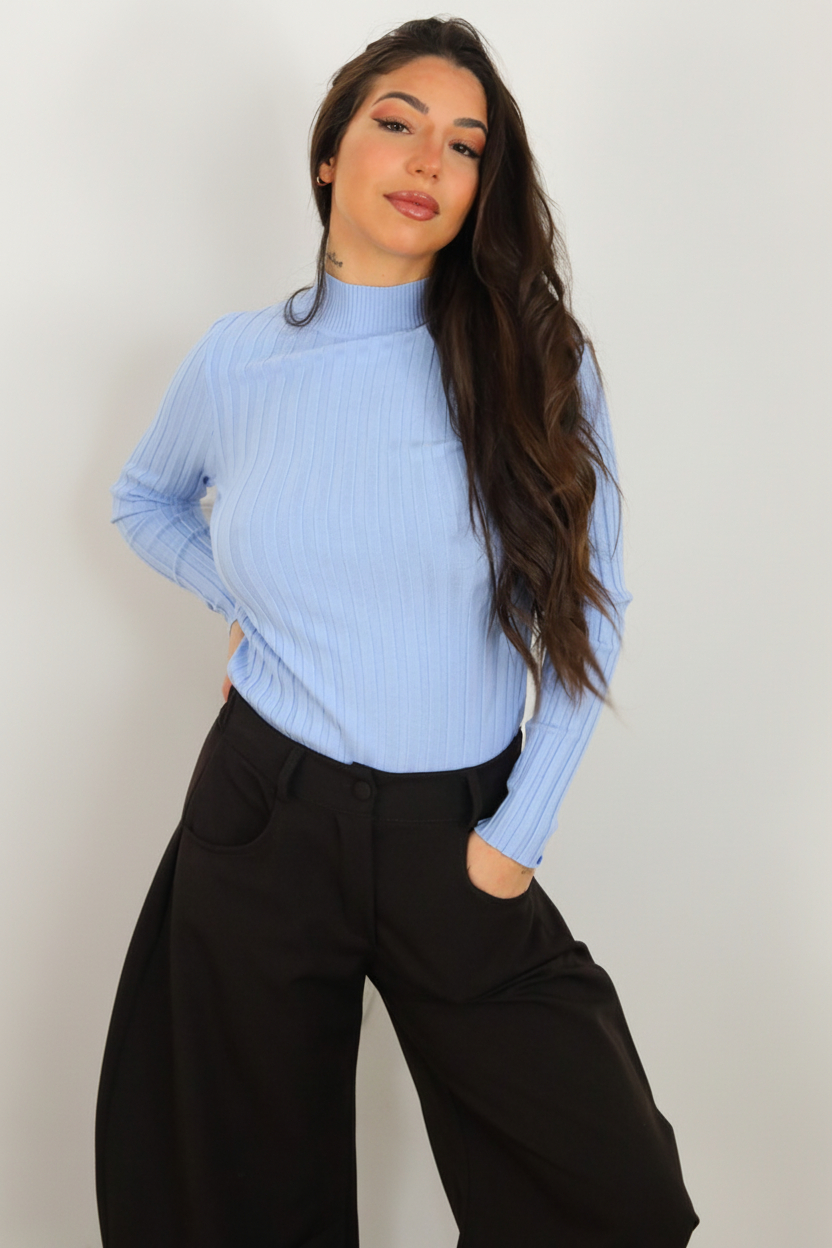 Jersey Acanalado Cuello Medio