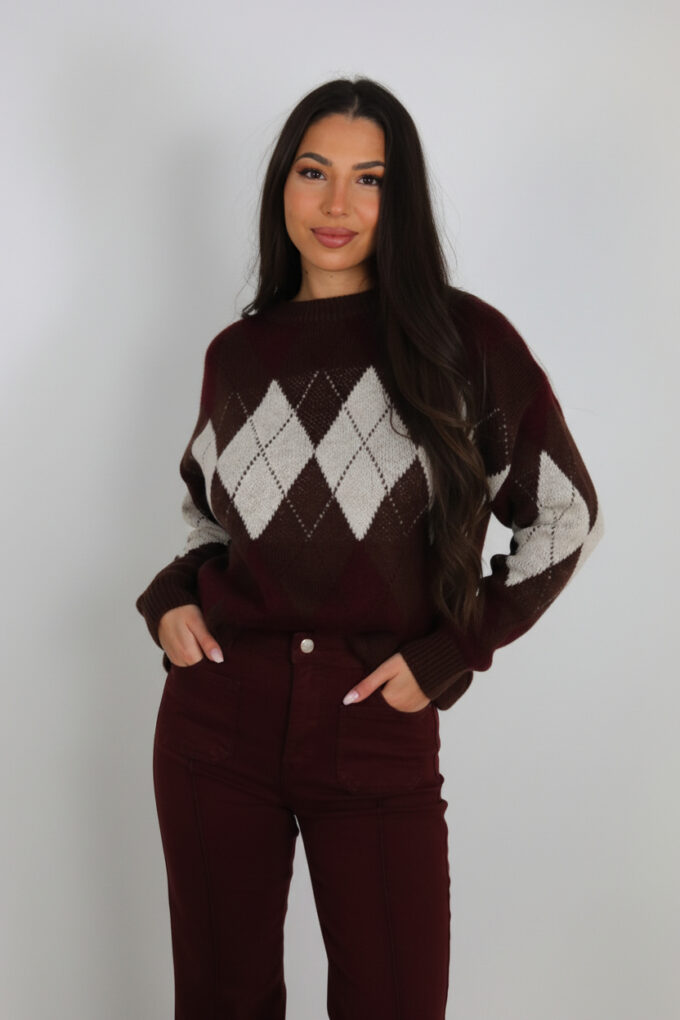 Jersey Rombos - Única, Marrón oscuro