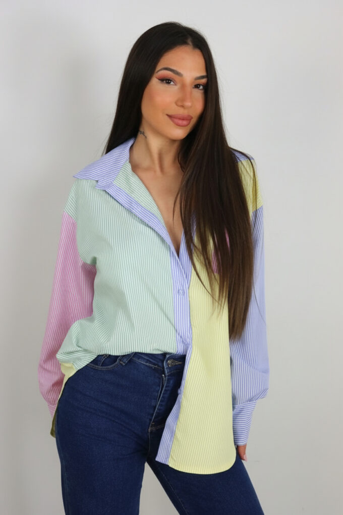 Camisa Rayas Bolsillo - Única, Verde Claro