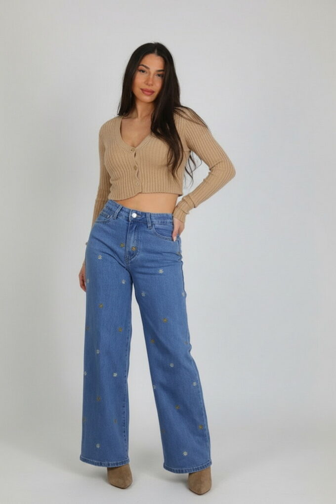 Vaquero Wide Leg Bordado