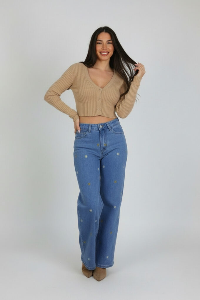 Vaquero Wide Leg Bordado