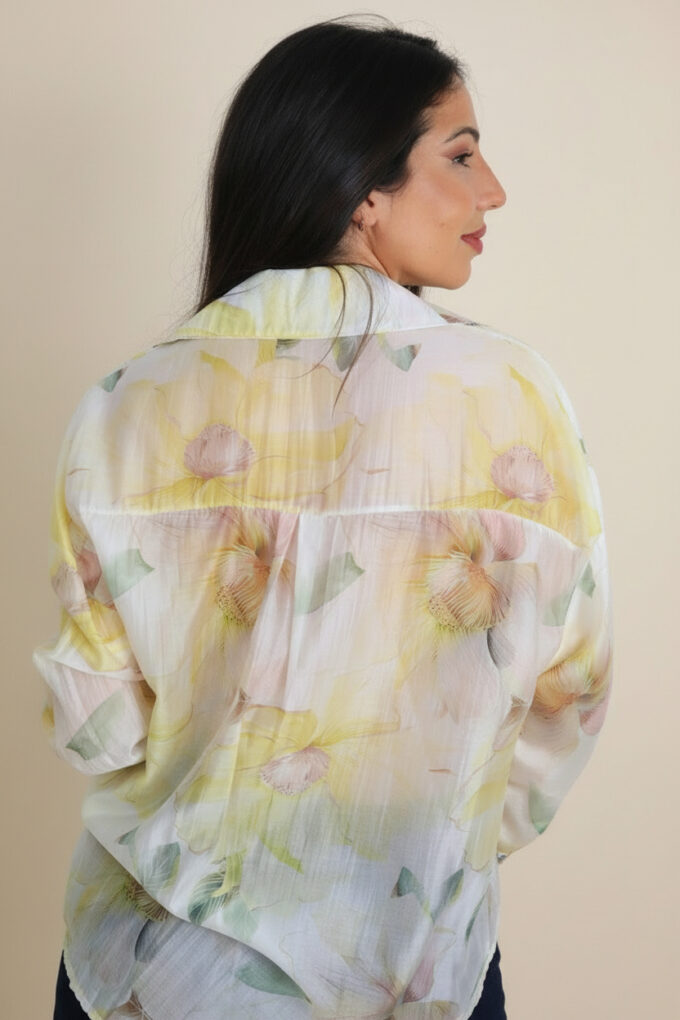 Camisa Símil Seda Estampada