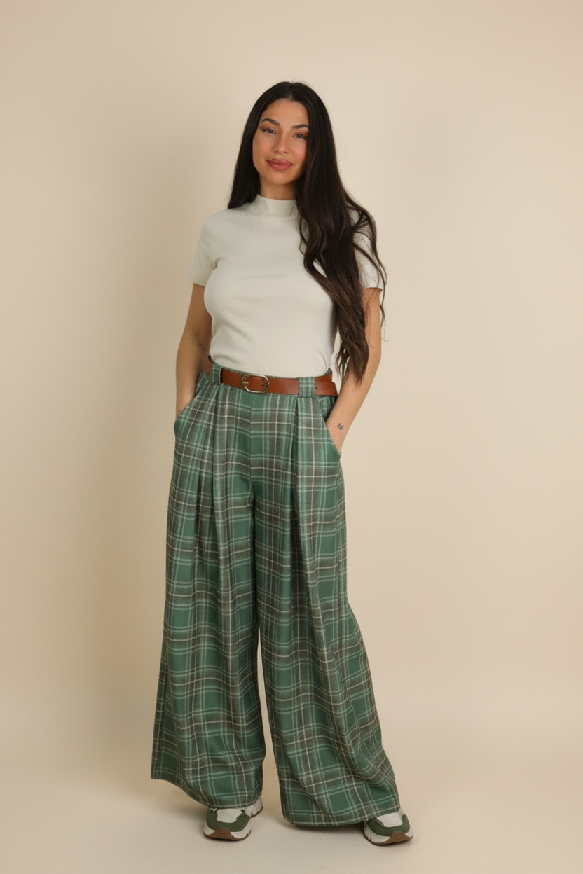 Pantalon Cuadros Cinturón - Imagen 2