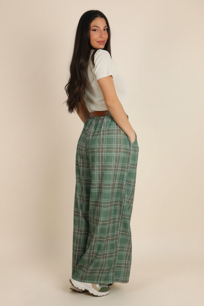 Pantalon Cuadros Cinturón