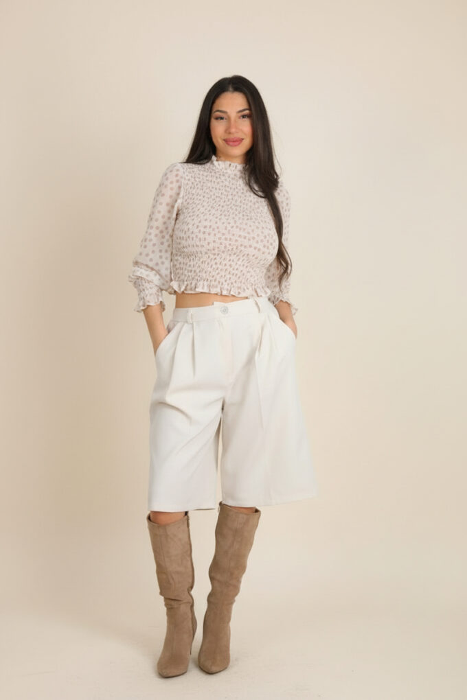 Bermudas Pinzas - Única, Beige