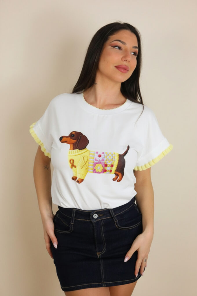 Camiseta Hot Dog - Única, Amarillo