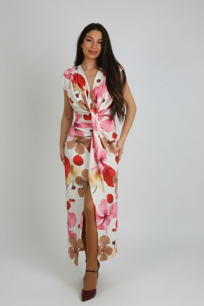 Vestido Hombreras Estampado