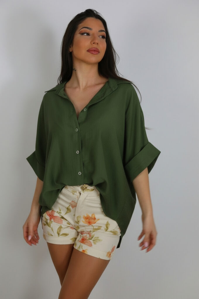 Camisa Oversize Básic - Única, Verde Militar