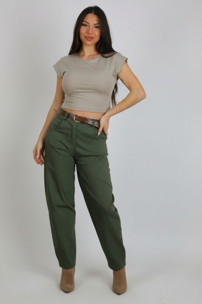 Pantalon Balloon Cinturón - Única, Verde Militar