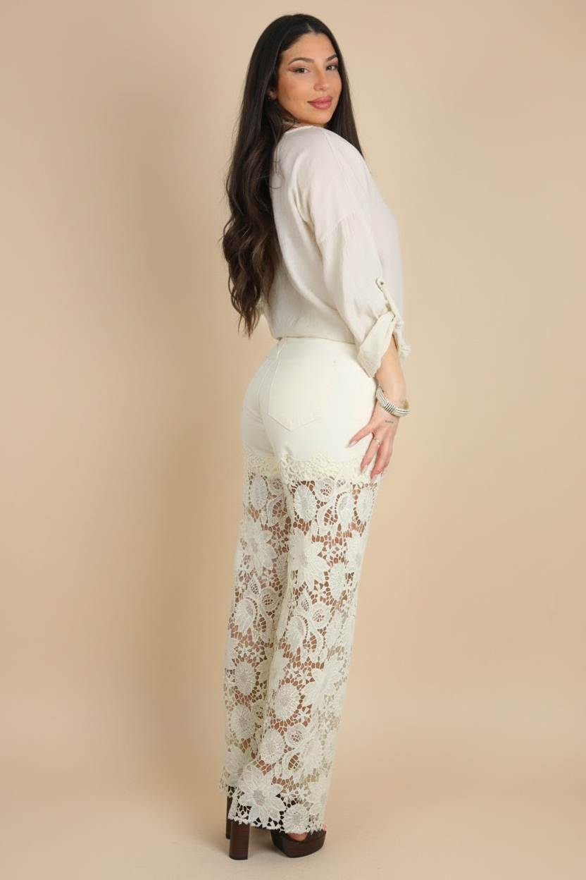 Vaquero Wide Leg Croché - Imagen 3