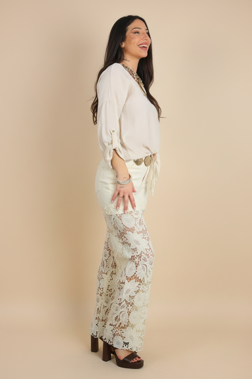 Vaquero Wide Leg Croché - Imagen 2