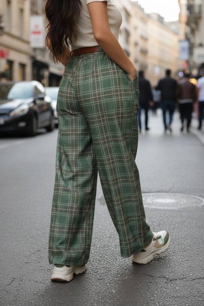 Pantalon Cuadros Cinturón