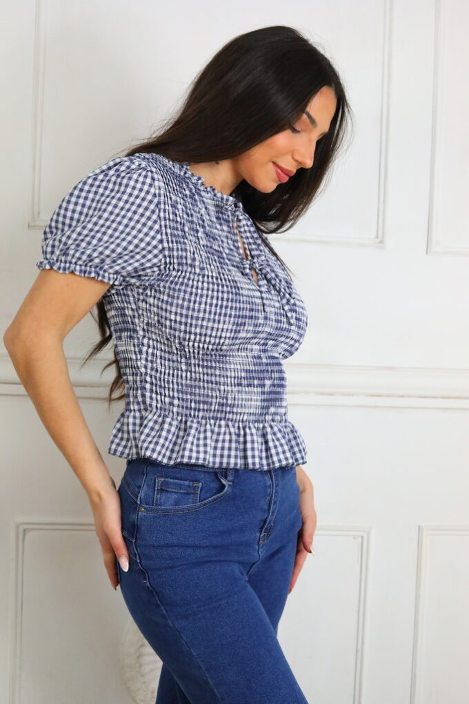 Blusa Fruncida Cuadros
