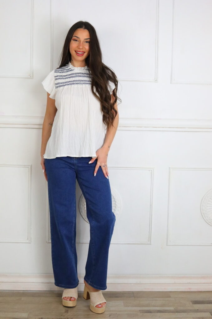 Blusa Fruncida Bicolor