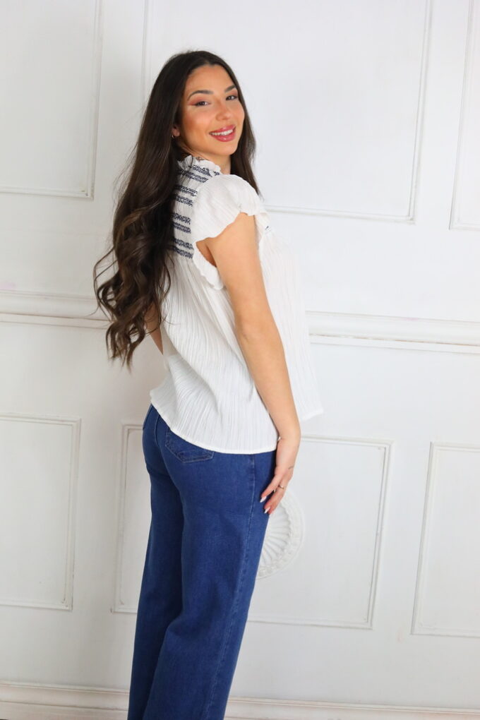 Blusa Fruncida Bicolor