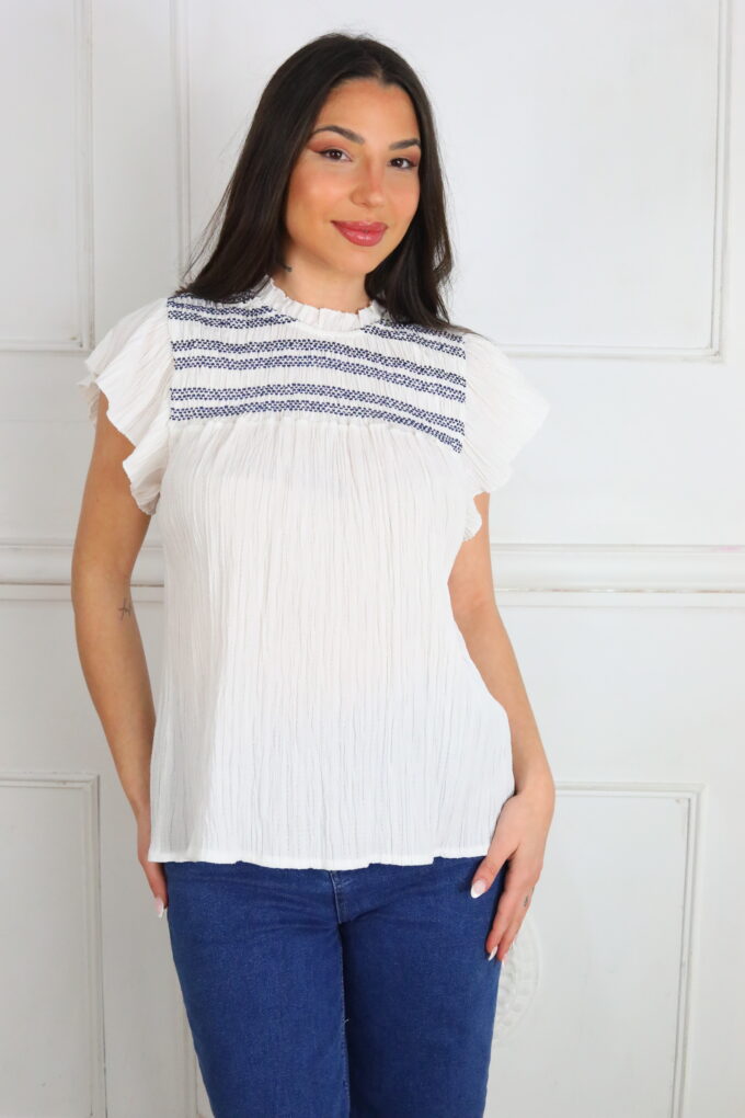 Blusa Fruncida Bicolor