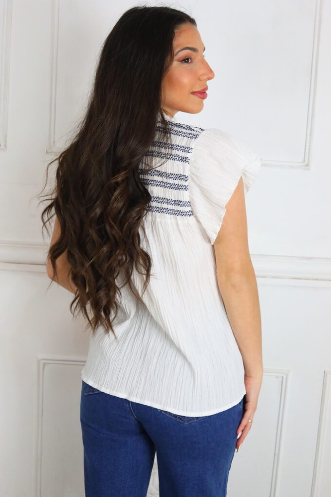 Blusa Fruncida Bicolor