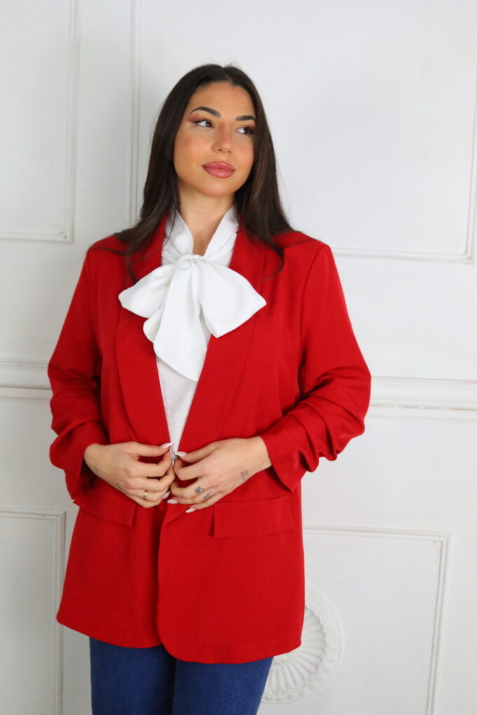 Blazer Rizo Forro - Única, Rojo