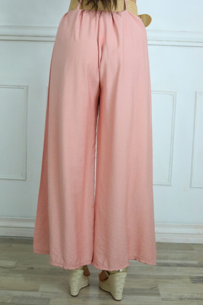 Pantalon Efecto Lino Cinturón