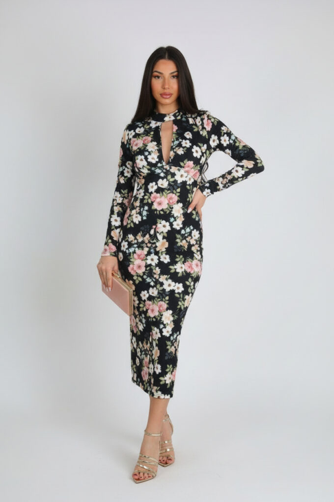 Vestido Estampado Con Mangas