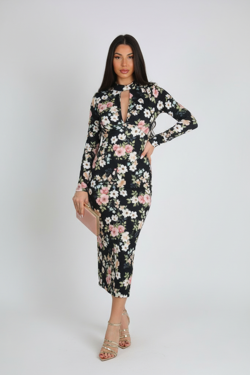 Vestido Estampado Con Mangas