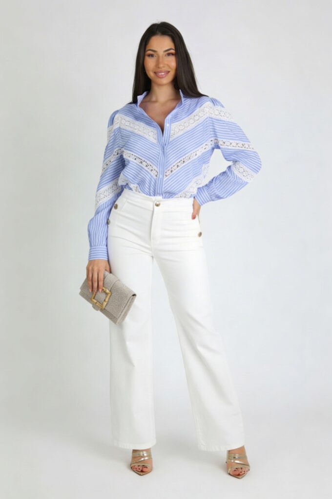 Camisa Croché Rayas