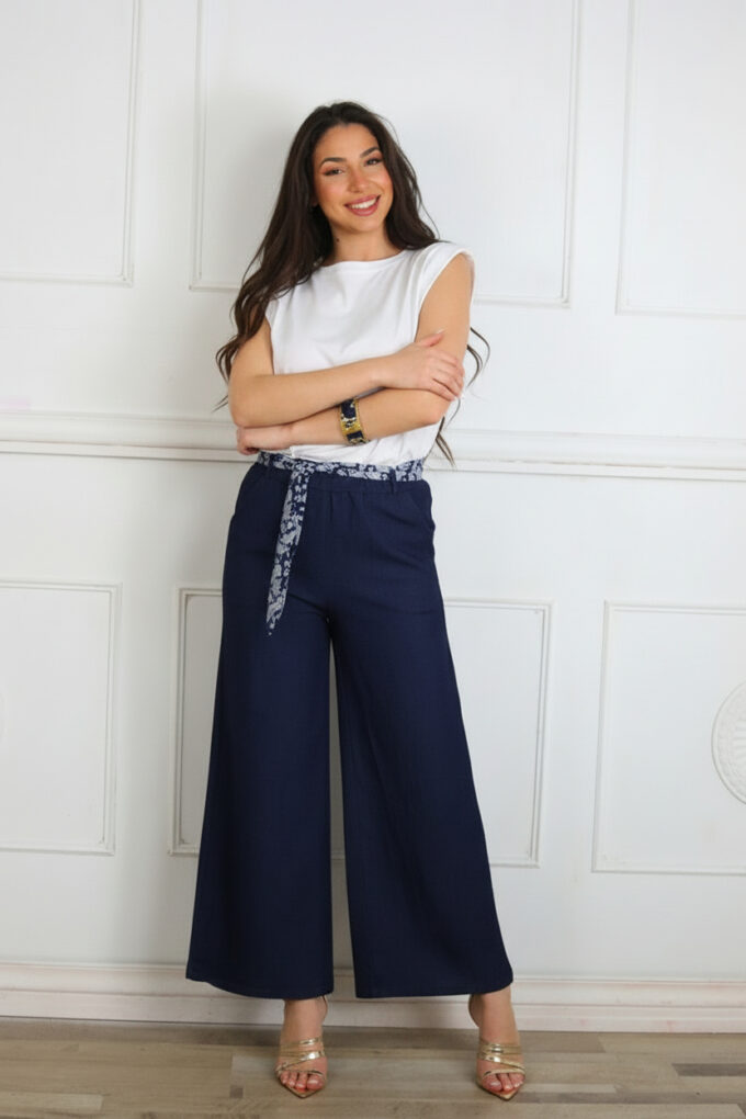 Pantalon Tejano Con Cinturón Estampado