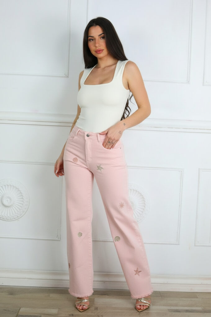 Vaquero Wide Leg Bordado