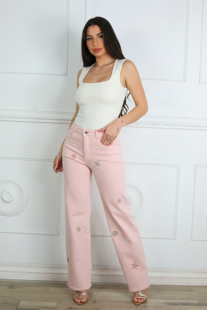 Vaquero Wide Leg Bordado