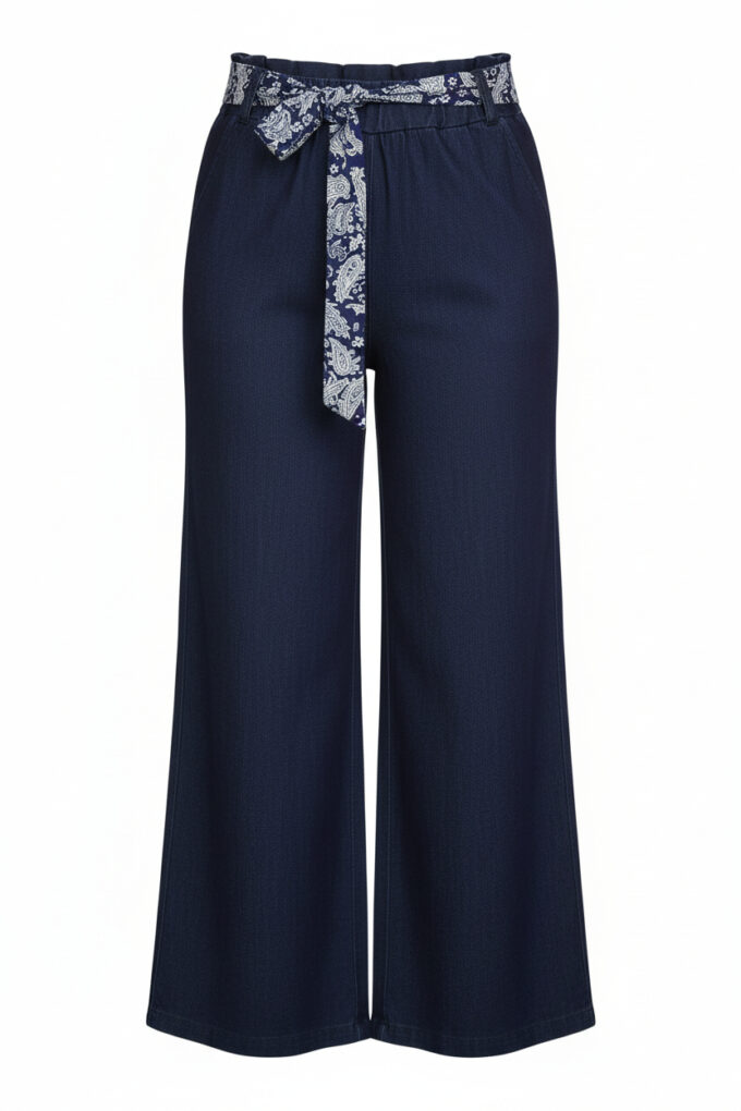 Pantalon Tejano Con Cinturón Estampado