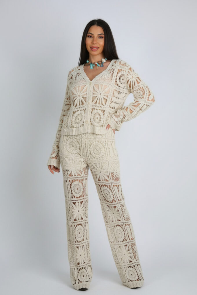 Conjunto Croché - Única, Beige