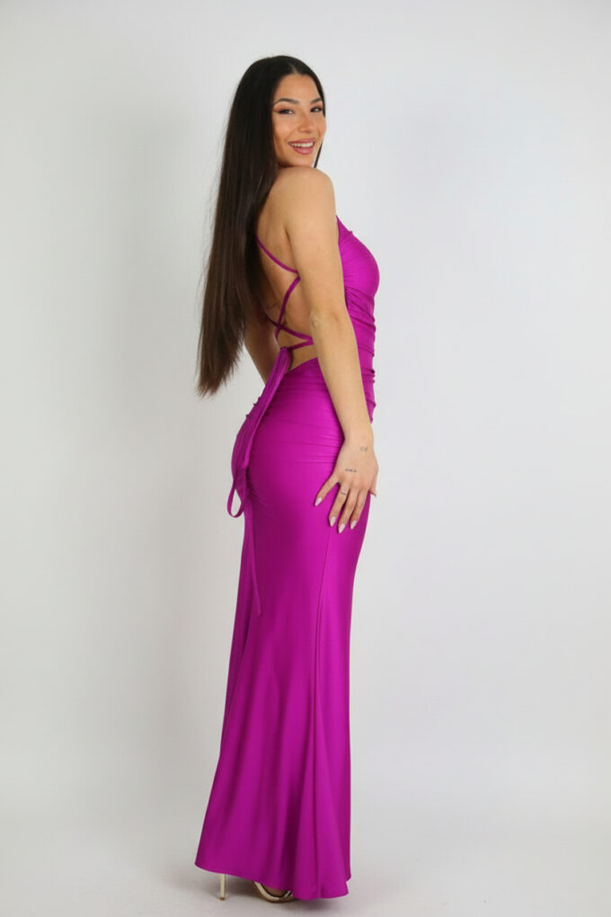 Vestido Pliegues Cordón