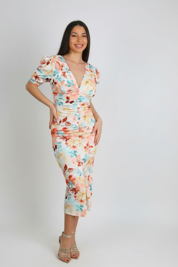 Vestido Fruncido Estampado