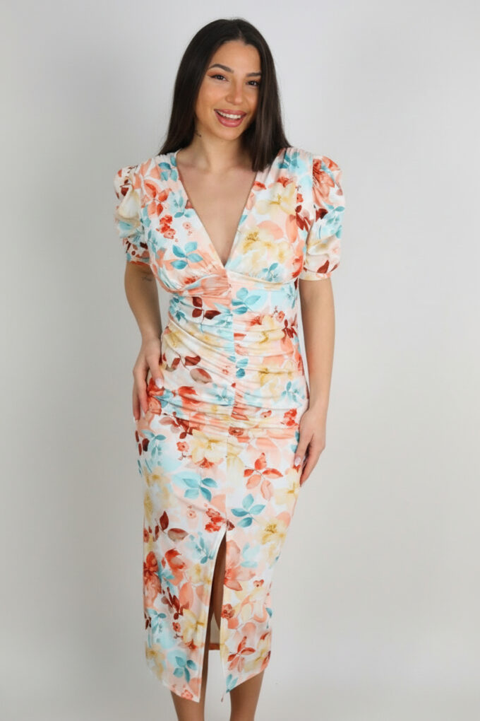 Vestido Fruncido Estampado