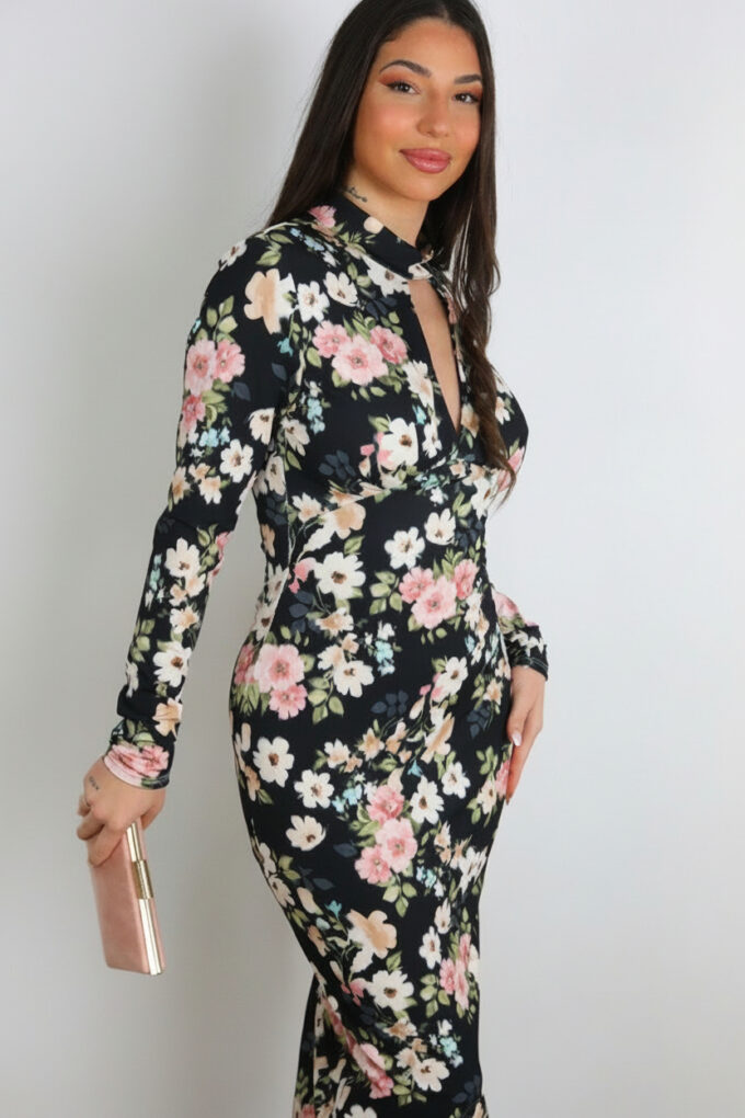 Vestido Estampado Con Mangas