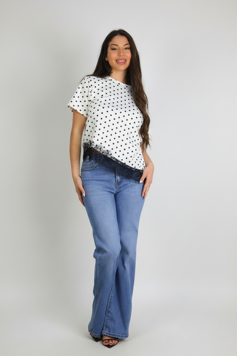 Camiseta Lunares Encaje - Imagen 2